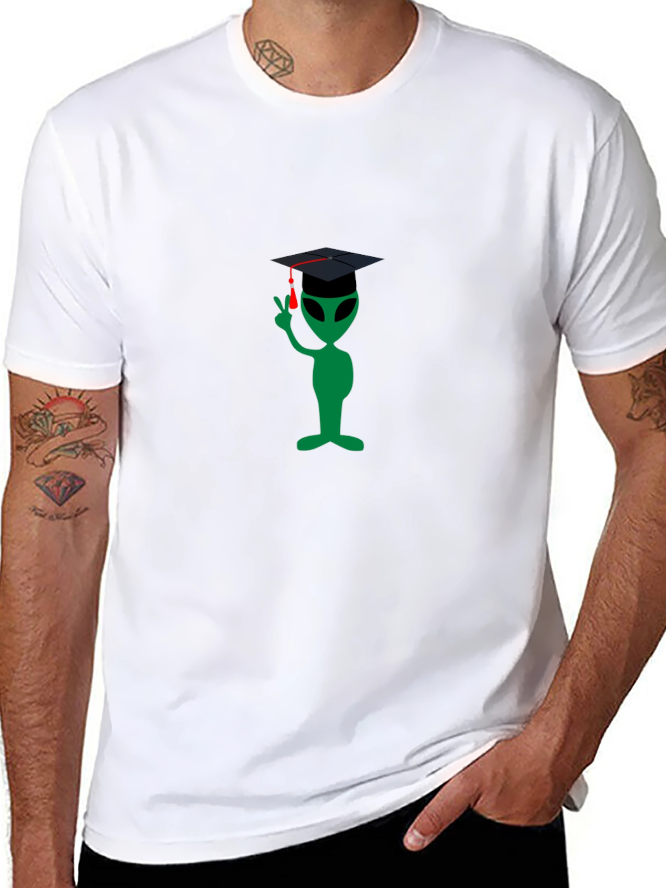 Graduation Alien Graphic Tee - Black