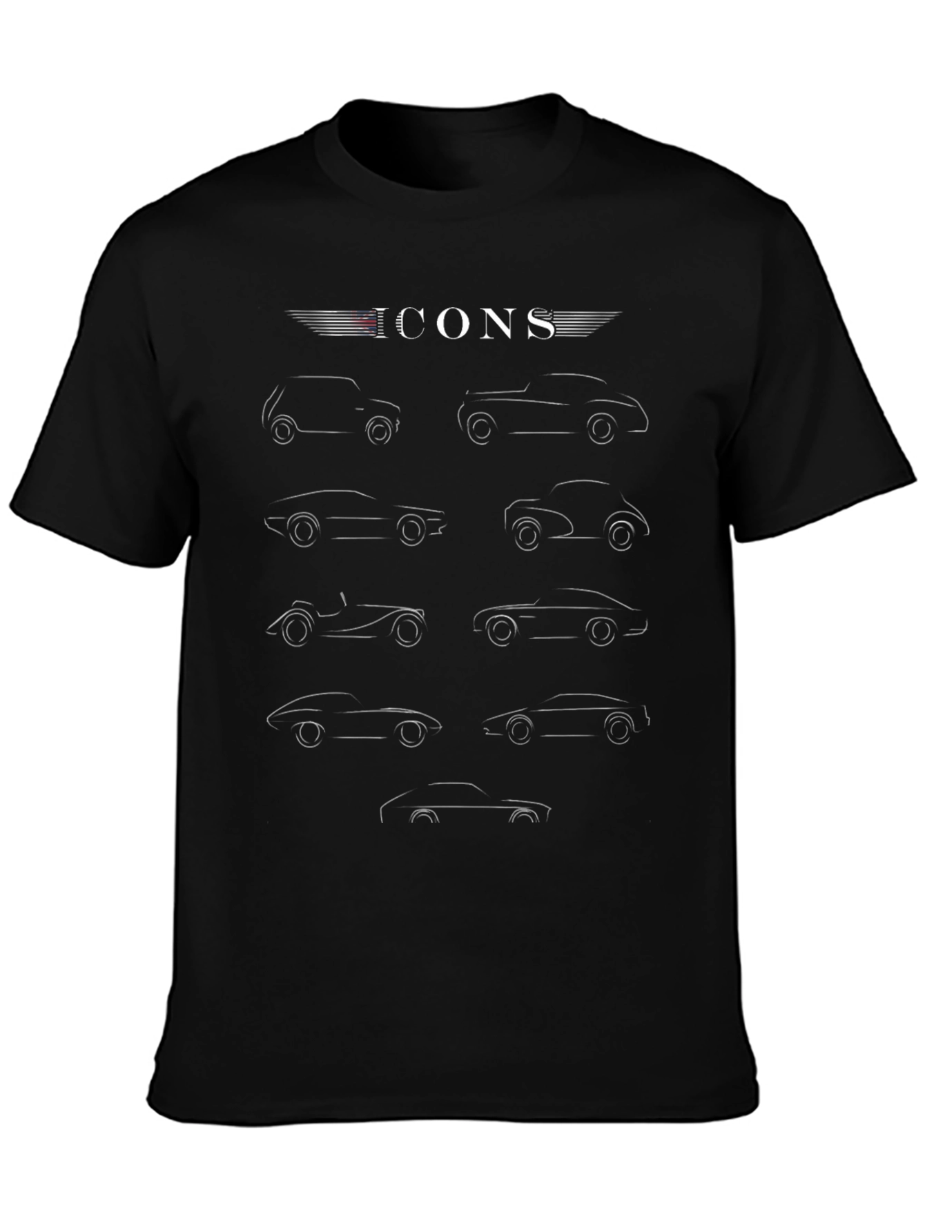 Icons Car Graphic Print T-Shirt - Classic Car Enthusiast