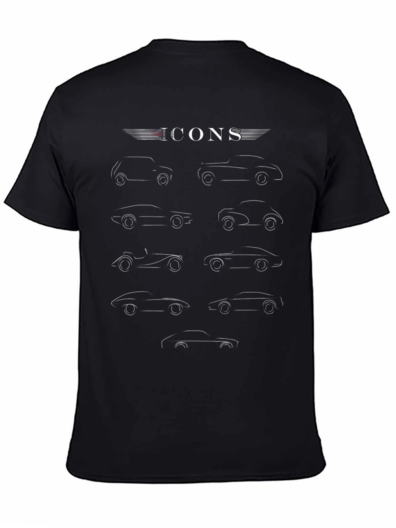 Icons Car Graphic Print T-Shirt - Classic Car Enthusiast