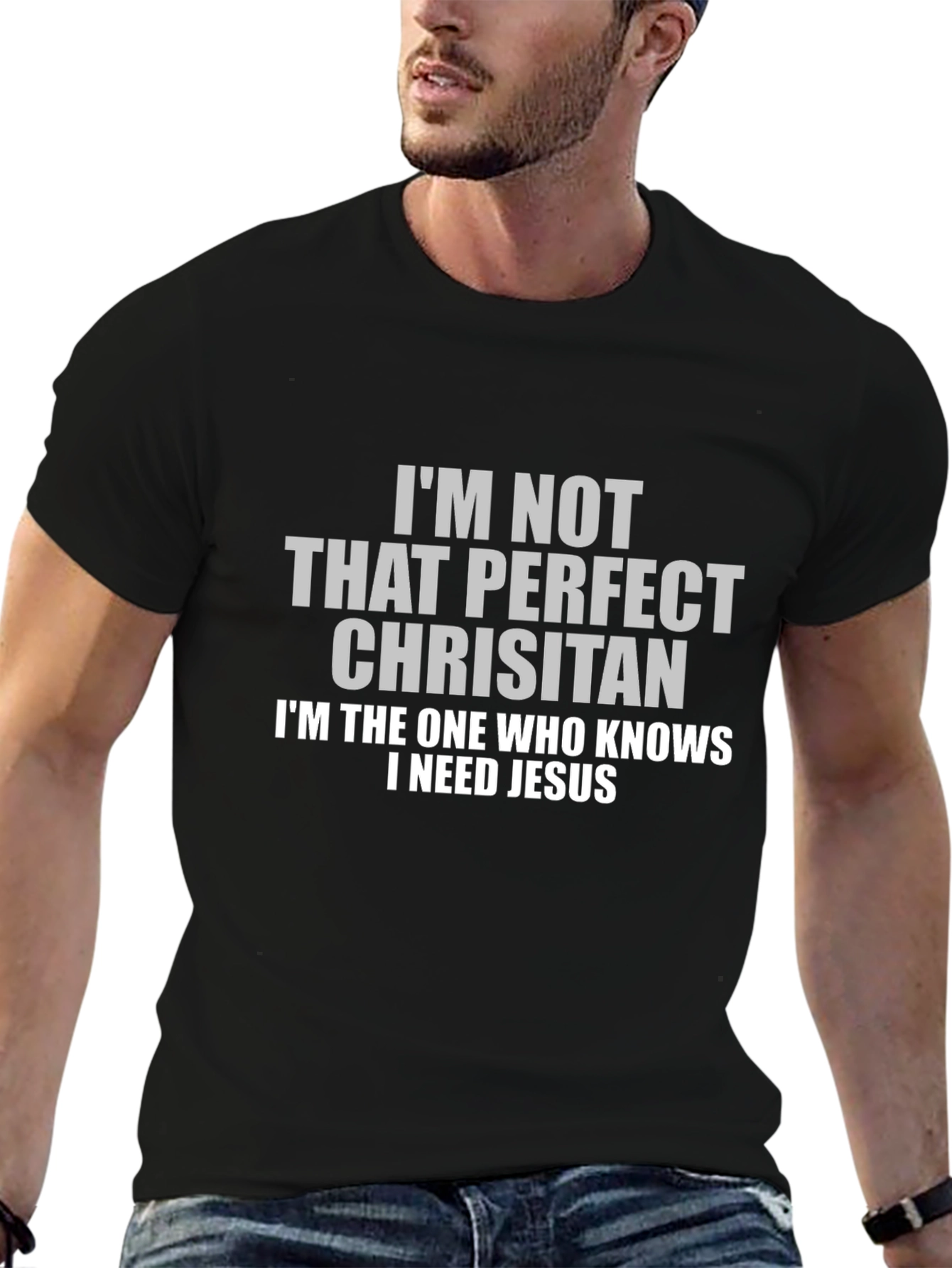 I Need Jesus Black Graphic T-Shirt