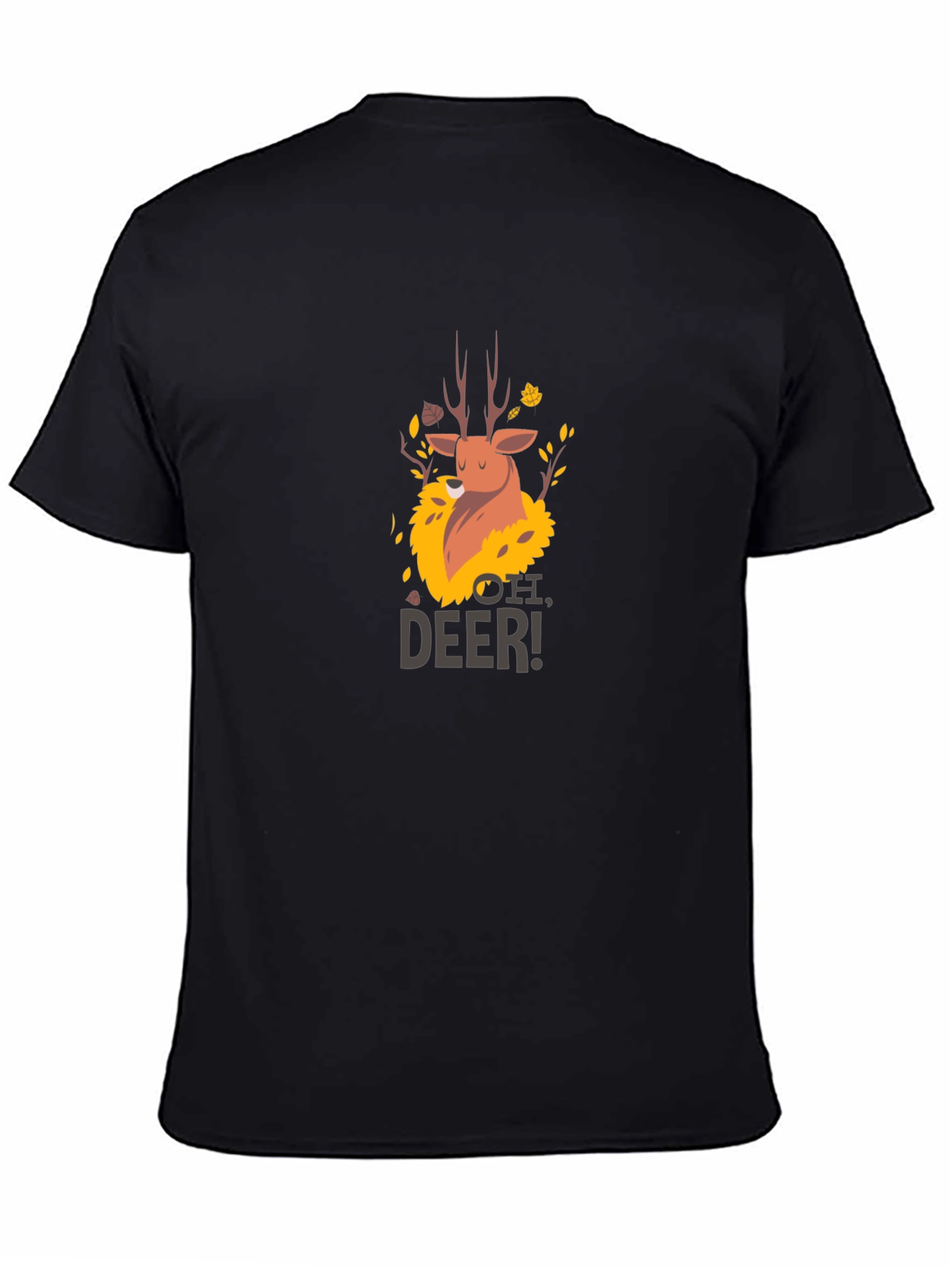 Oh Deer! Graphic Print Black T-Shirt