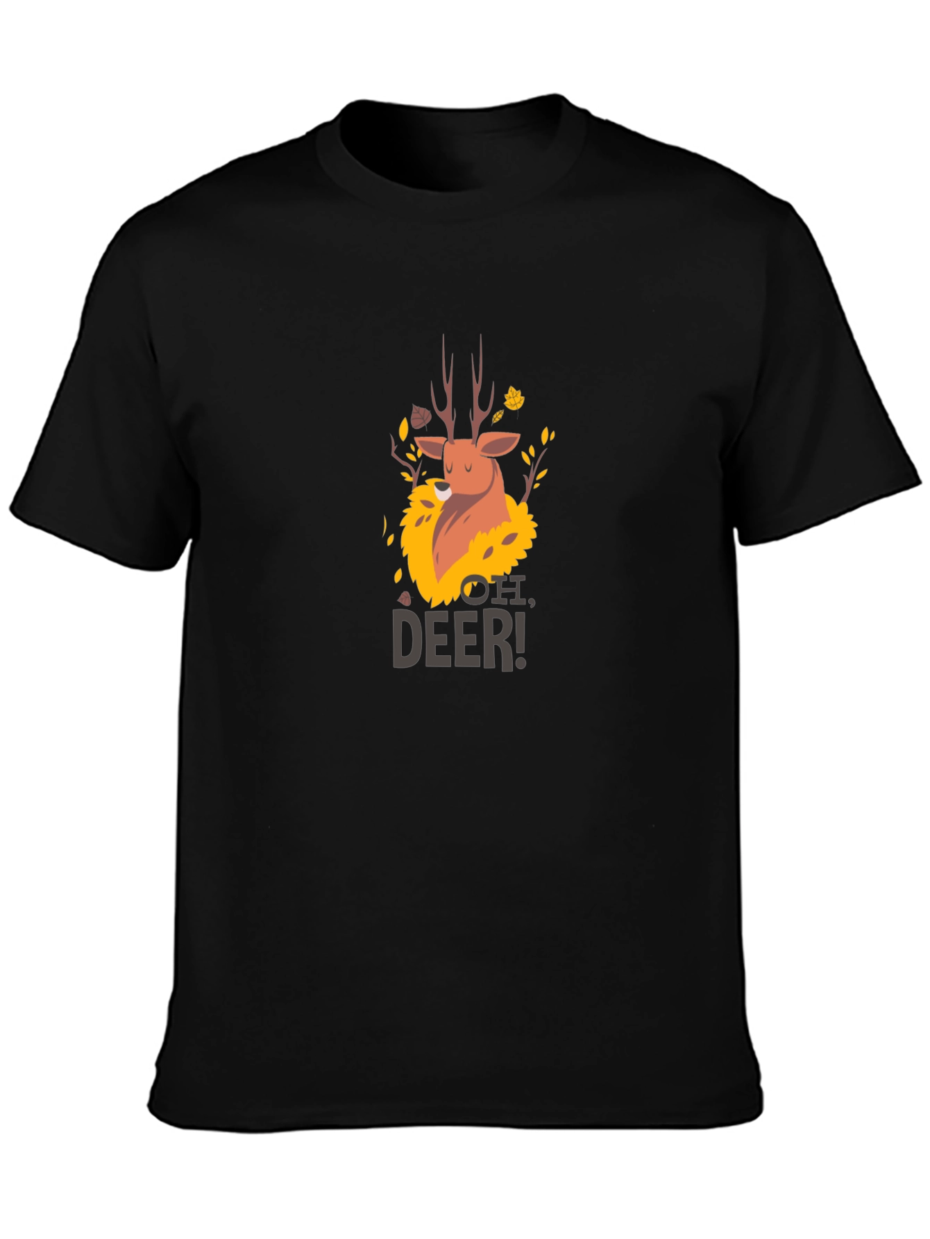 Oh Deer! Graphic Print Black T-Shirt