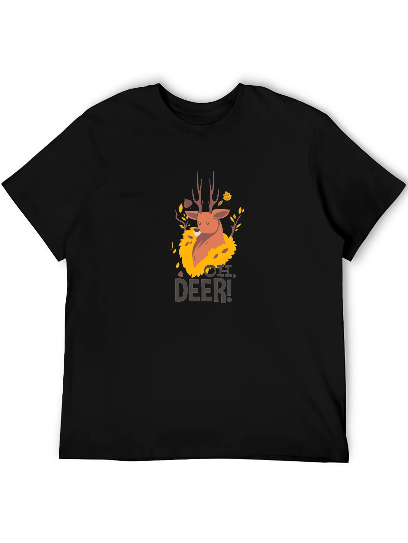 Oh Deer! Graphic Print Black T-Shirt