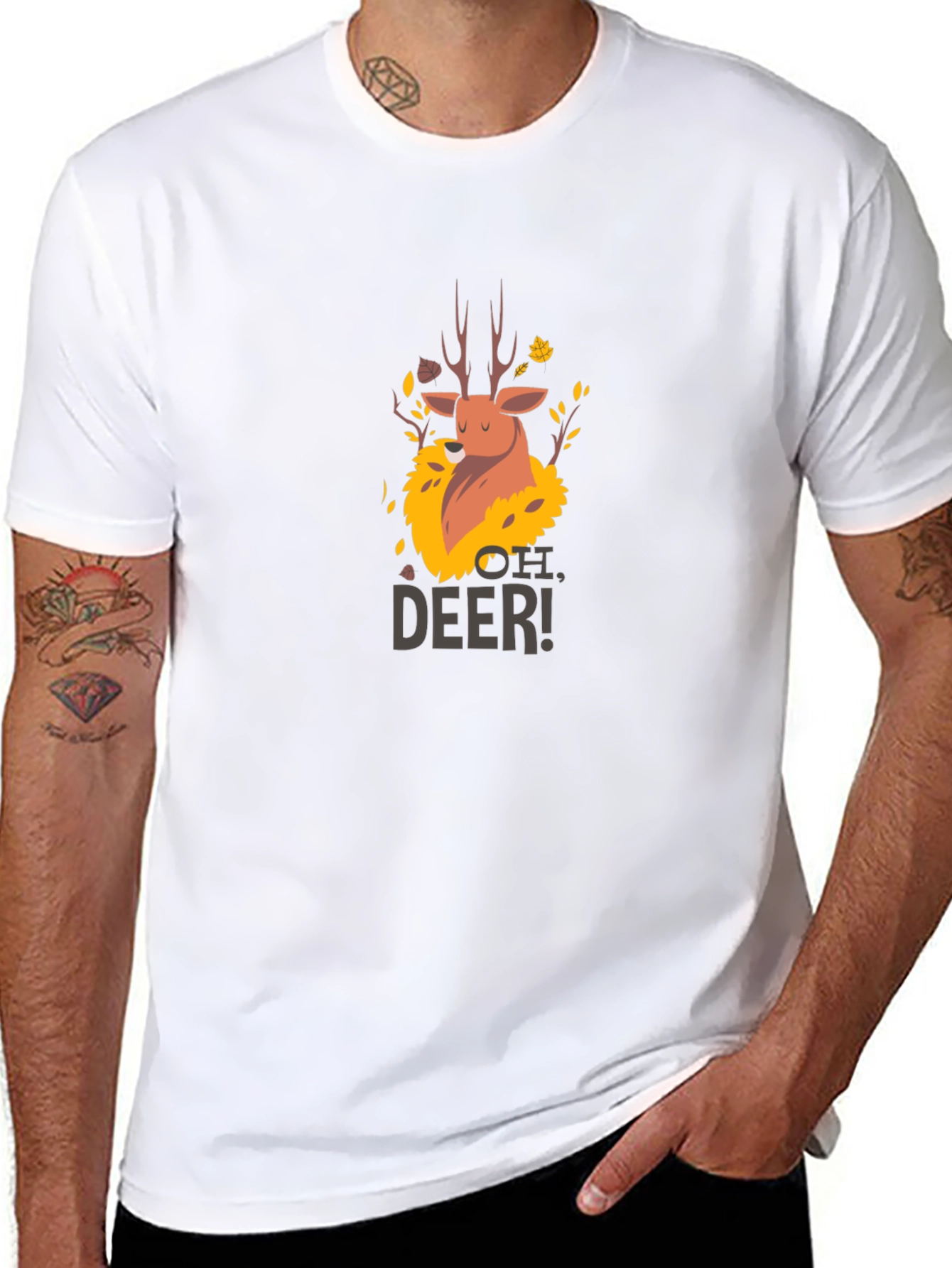 Oh Deer! Graphic Print Black T-Shirt