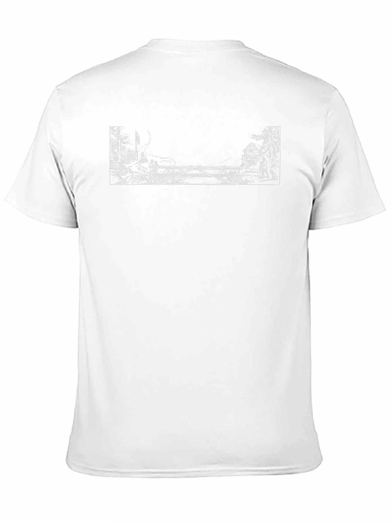 Black T-Shirt with Artistic White Bridge Print