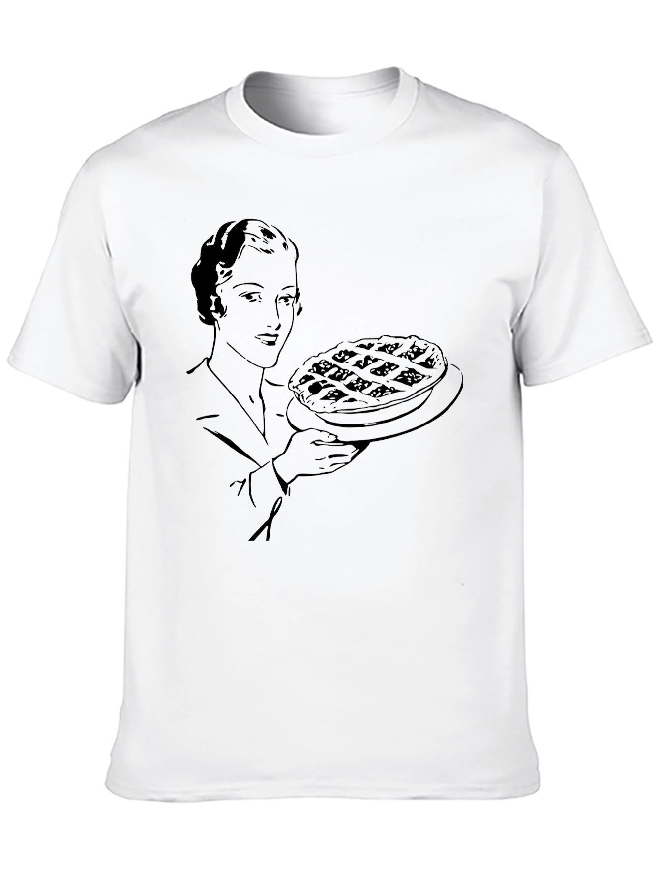 Pie Lady Graphic Tee - Retro Style Black Shirt