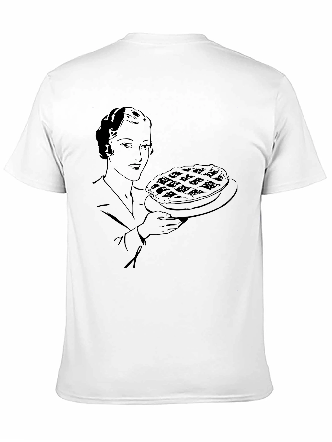 Pie Lady Graphic Tee - Retro Style Black Shirt