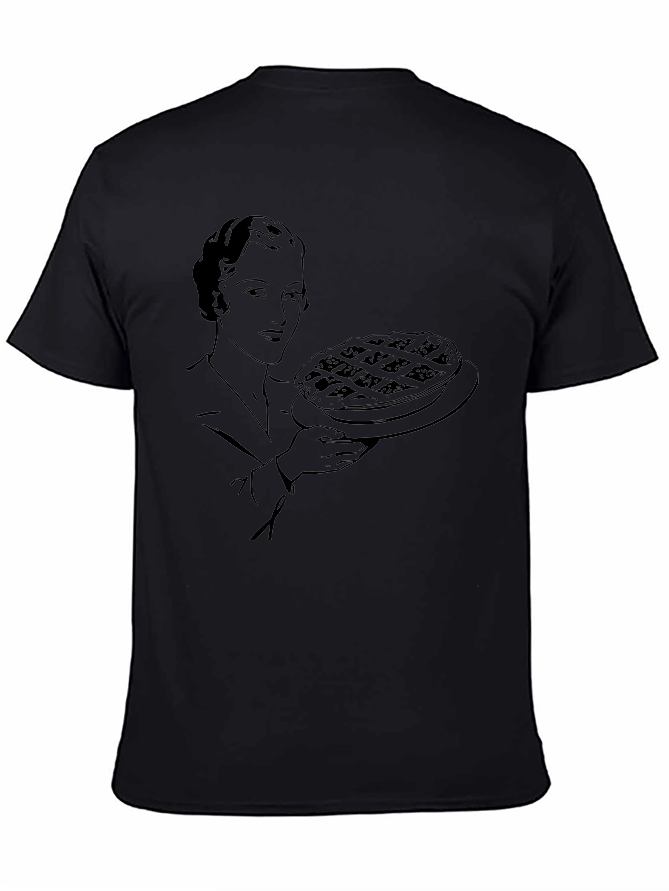 Pie Lady Graphic Tee - Retro Style Black Shirt