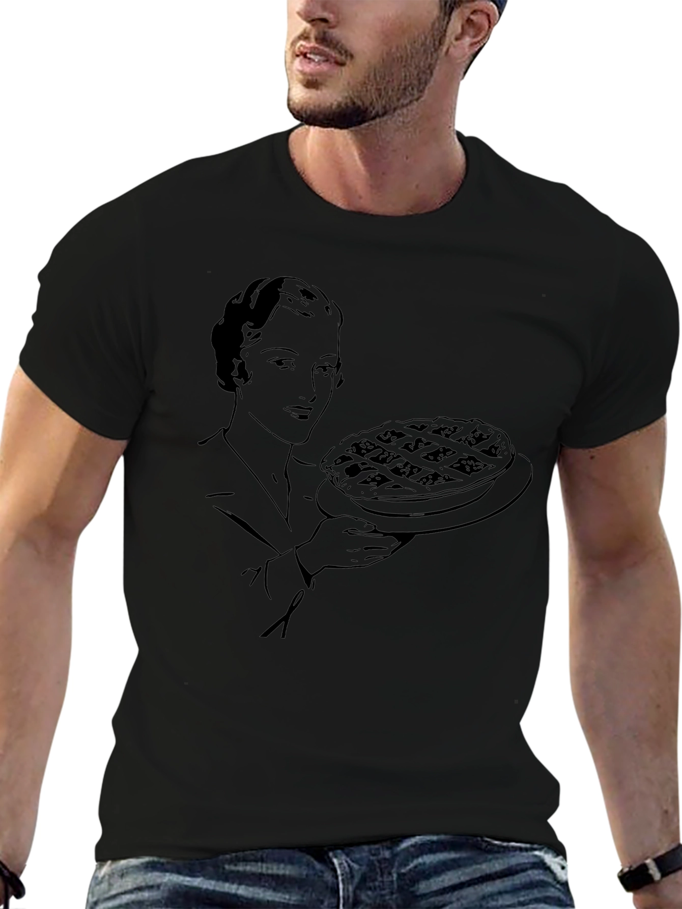 Pie Lady Graphic Tee - Retro Style Black Shirt