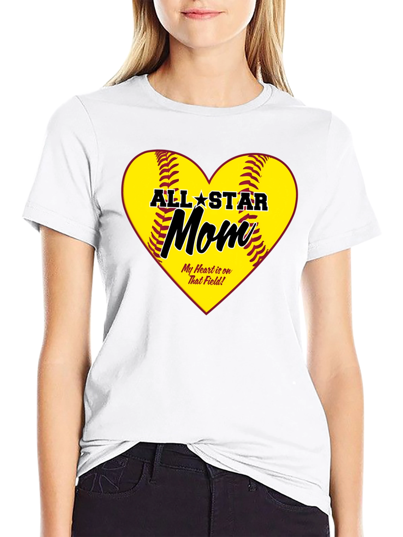 All-Star Mom Heart Design T-Shirt