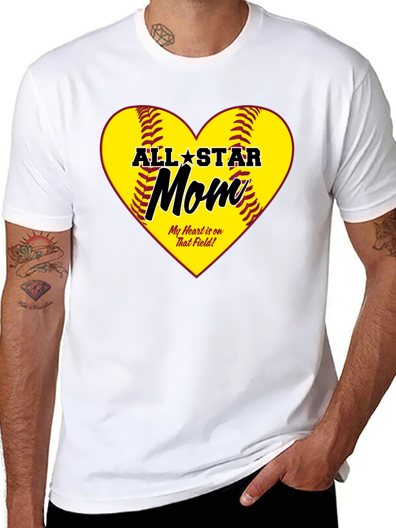 All-Star Mom Heart Design T-Shirt