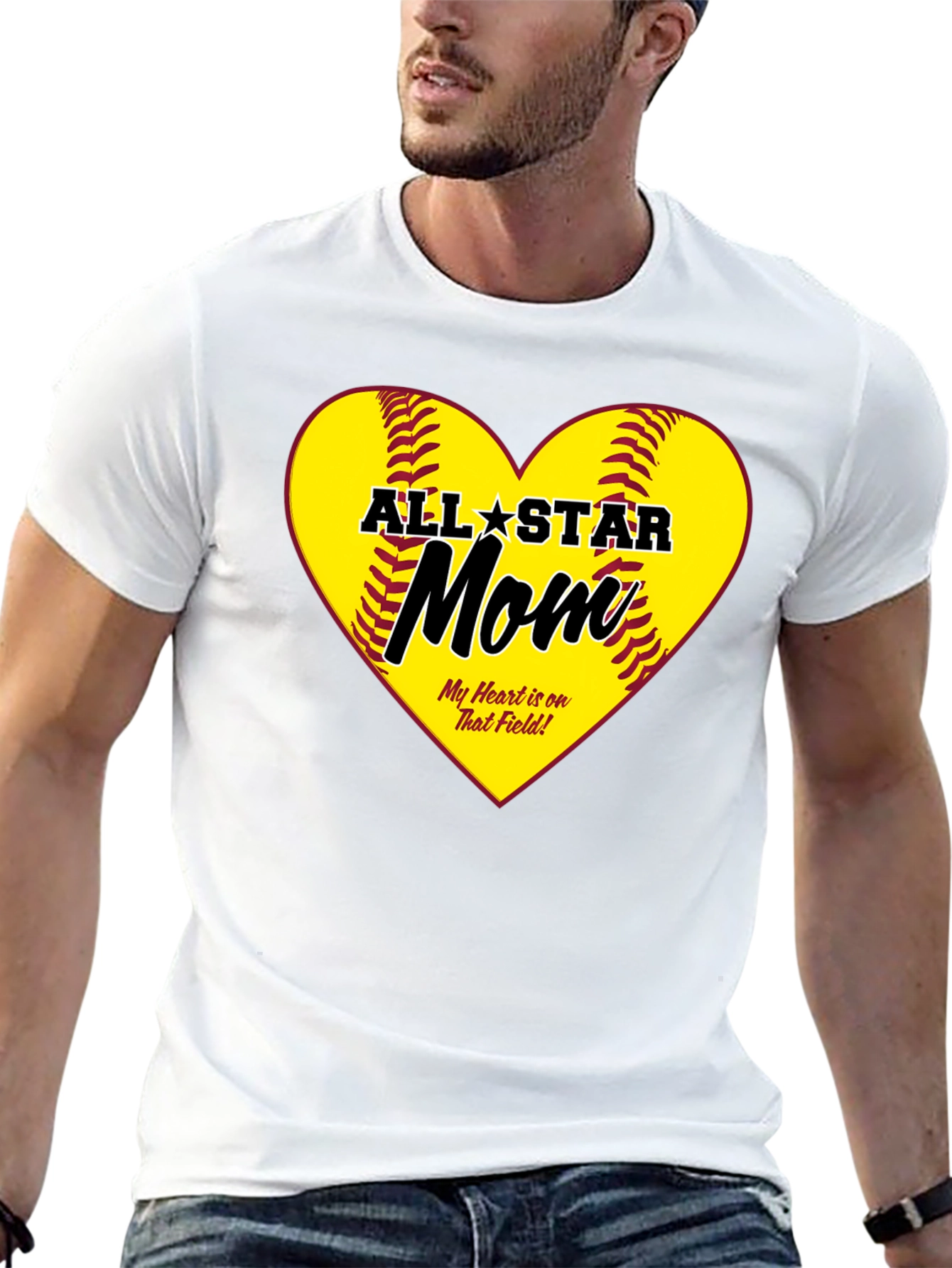 All-Star Mom Heart Design T-Shirt