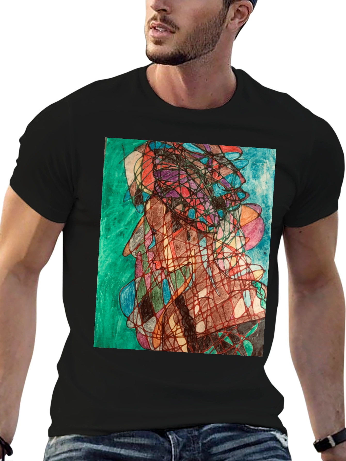 Abstract Art Graphic Tee - Modern Black T-Shirt