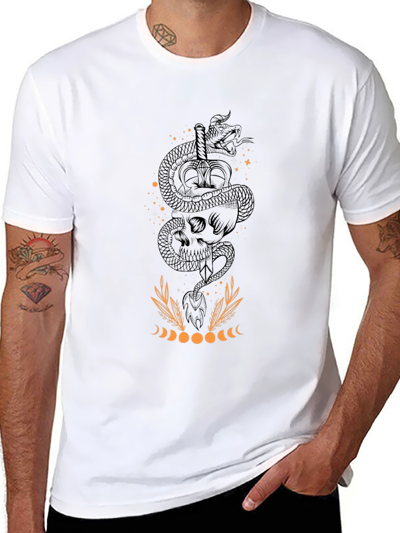 Skull & Snake Graphic Tee - Mens Black T-Shirt