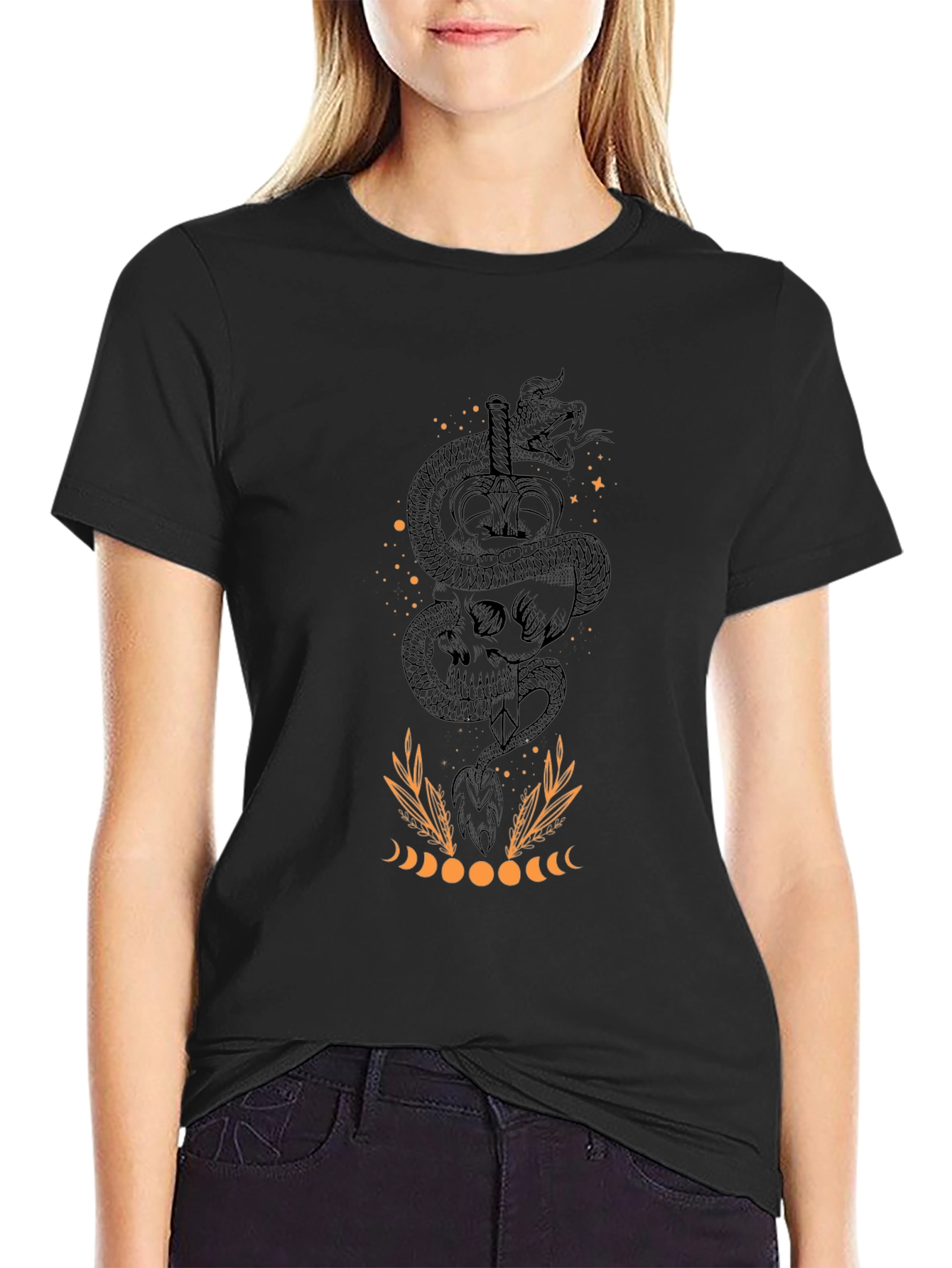 Skull & Snake Graphic Tee - Mens Black T-Shirt