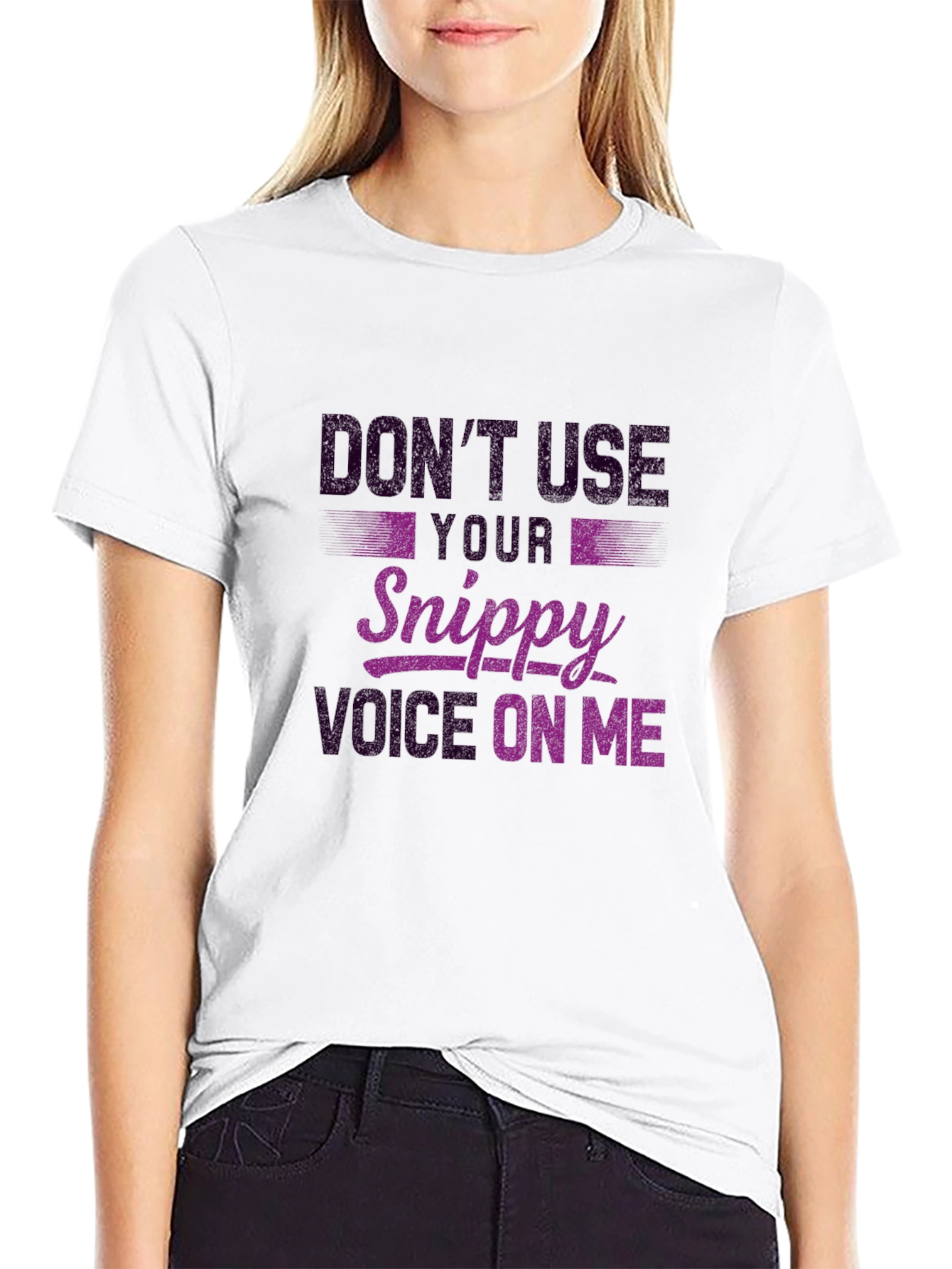 Dont Use Snippy Voice Black Graphic Tee
