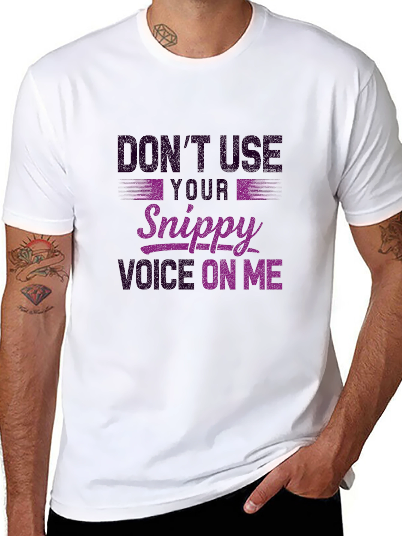 Dont Use Snippy Voice Black Graphic Tee