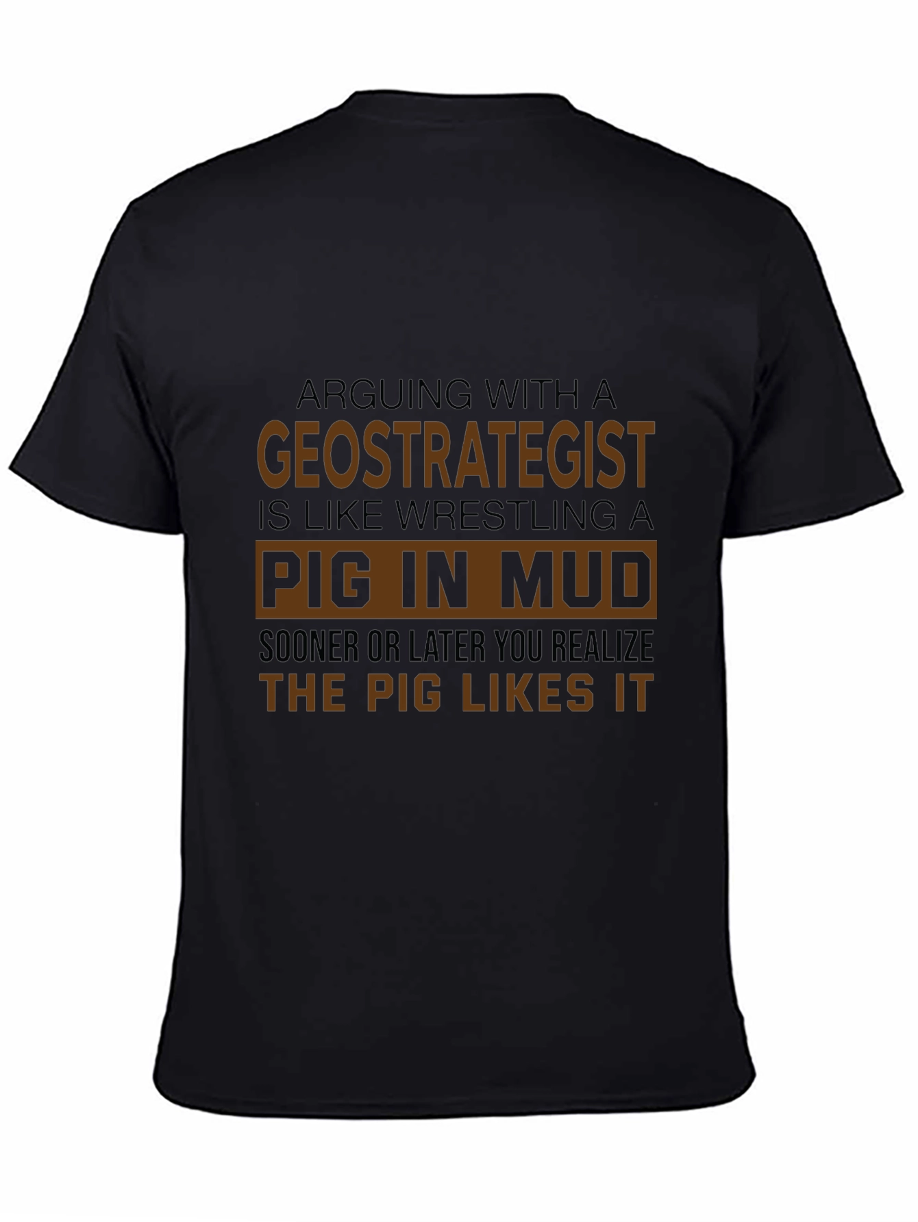 Geostrategist Pig in Mud T-Shirt Funny Debate Tee