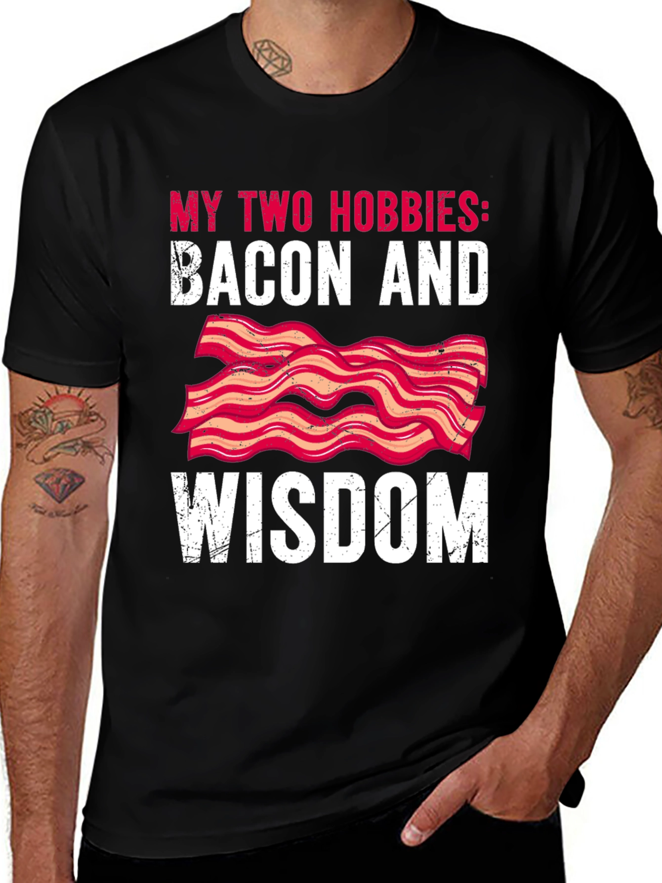 Bacon & Wisdom Graphic Tee - Funny Hobby T-Shirt