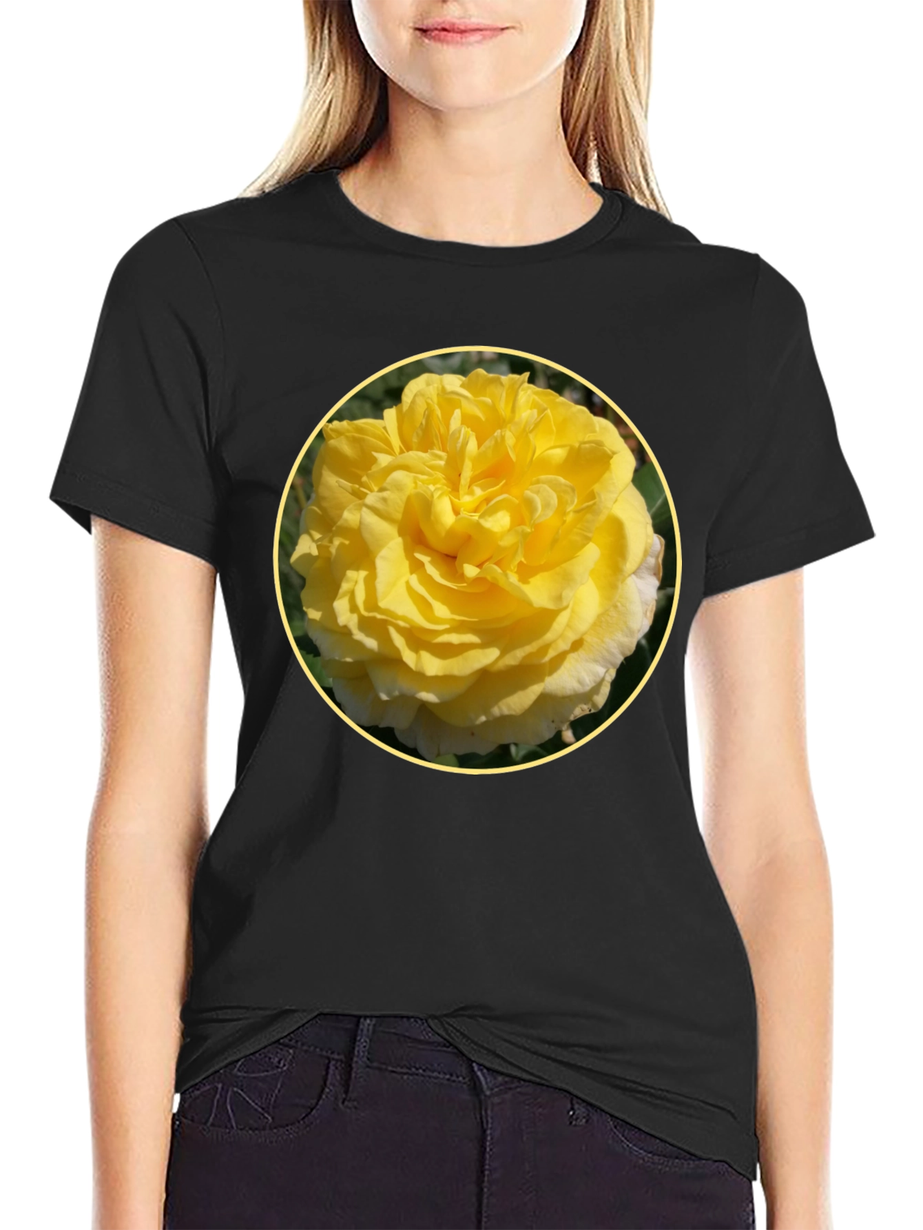 Yellow Rose Graphic Tee - Floral T-Shirt