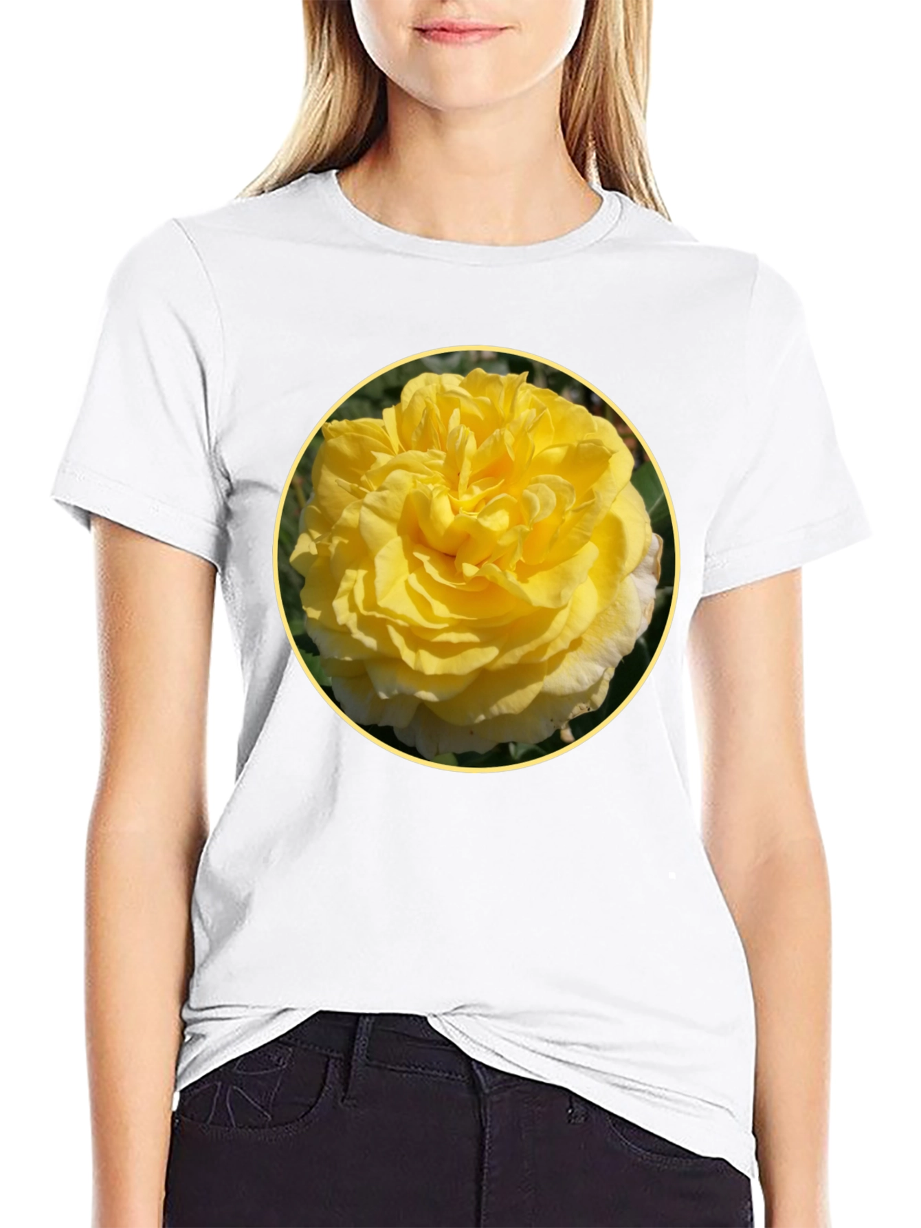 Yellow Rose Graphic Tee - Floral T-Shirt