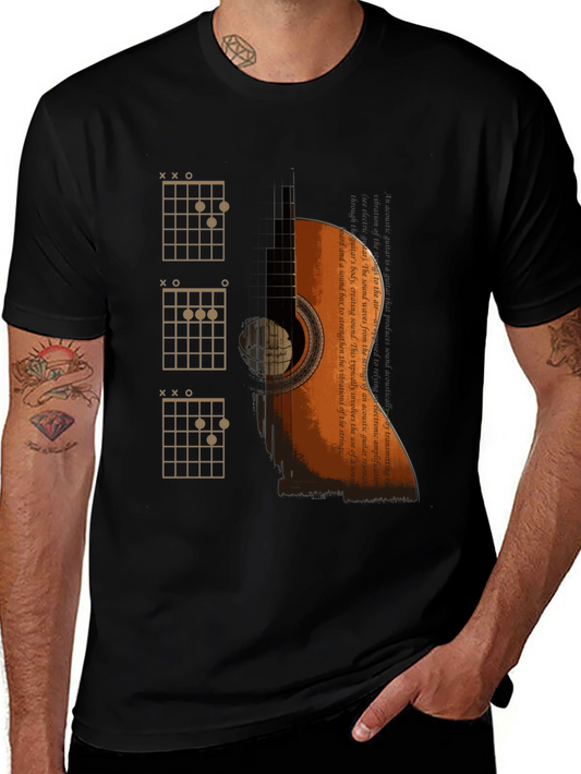 Guitar Chords Graphic Print Black T-Shirt