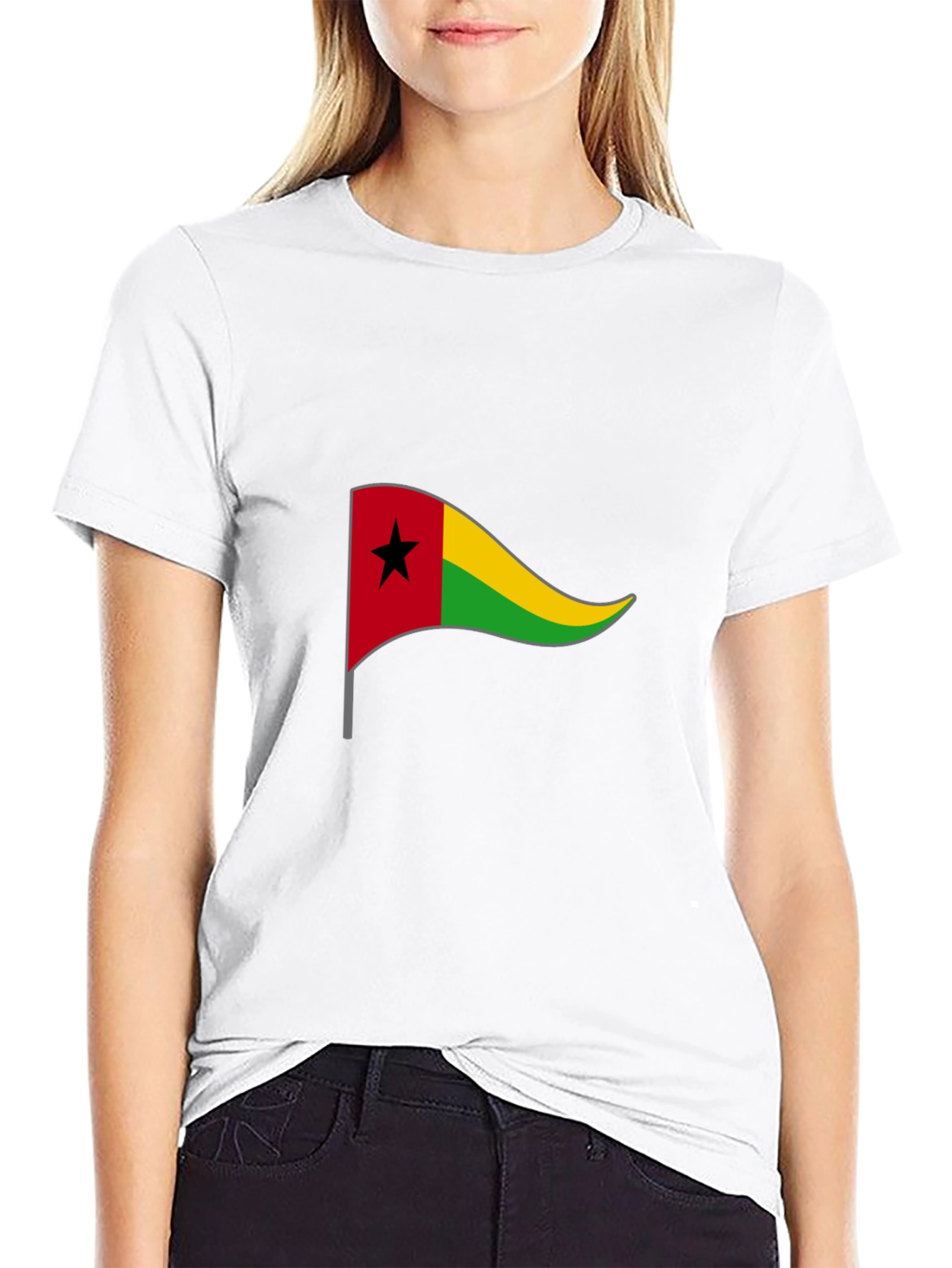 Guinea-Bissau Flag Graphic Black Tee
