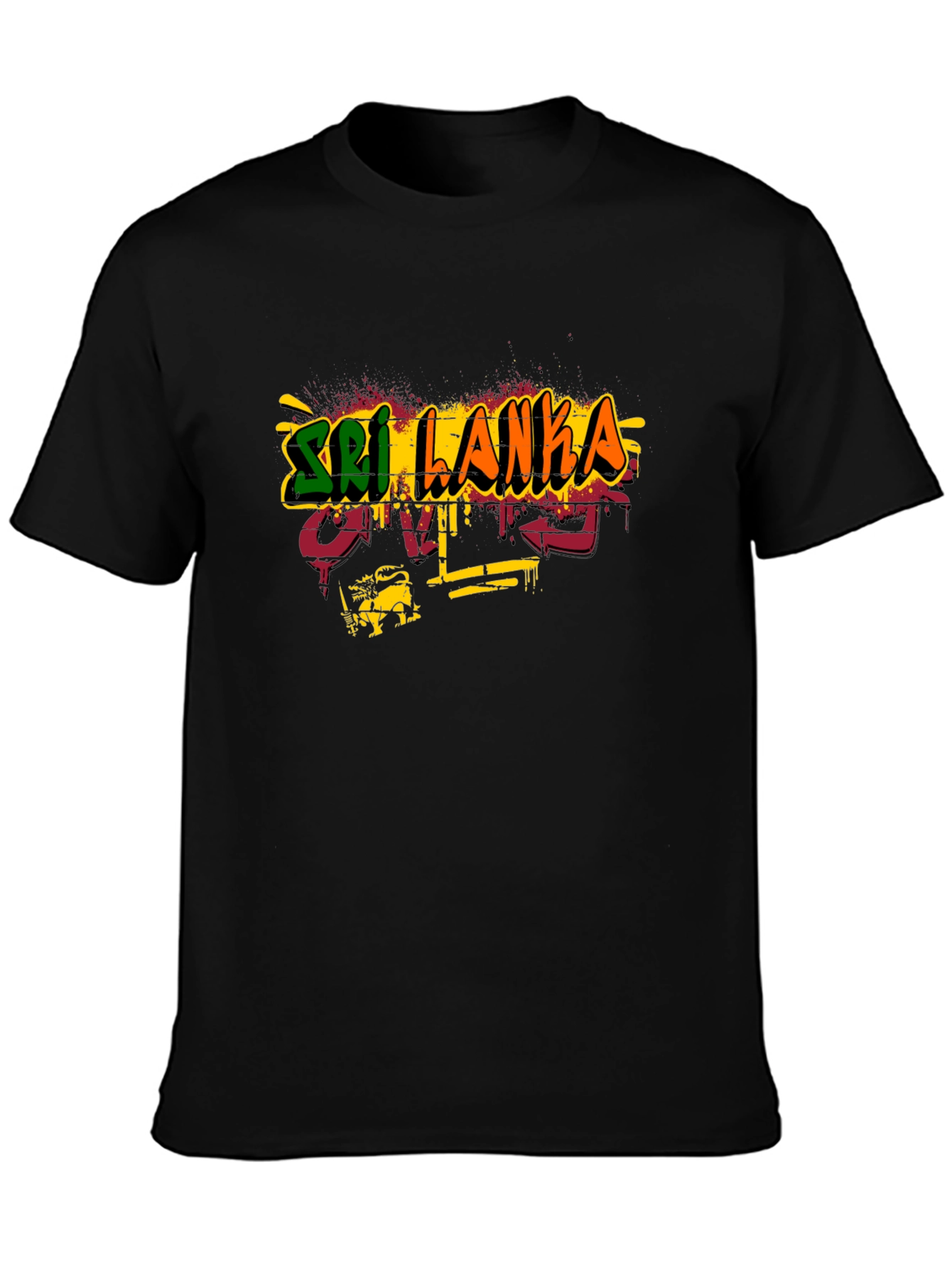 Sri Lanka Graffiti Style T-Shirt - Black Cotton Tee