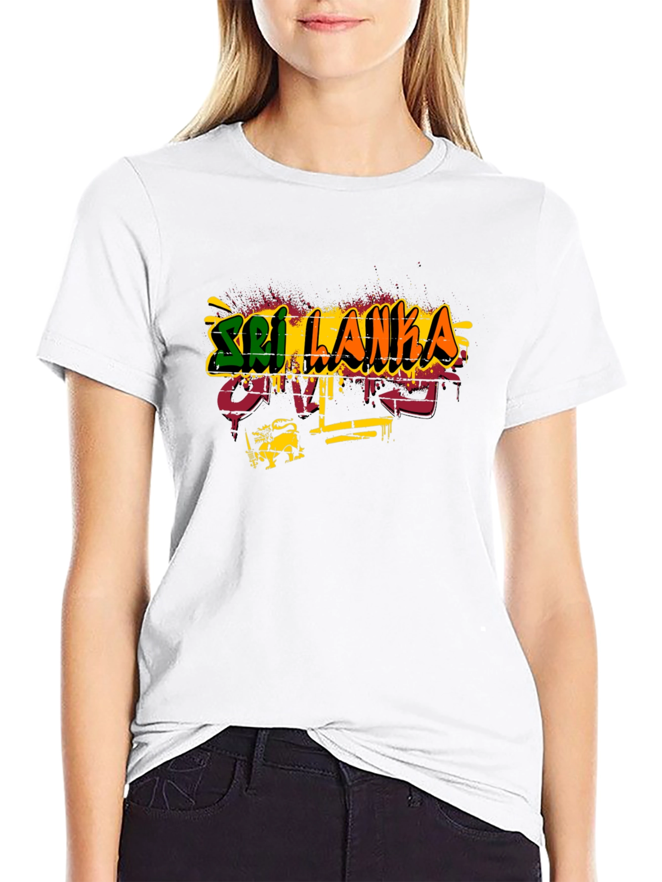 Sri Lanka Graffiti Style T-Shirt - Black Cotton Tee