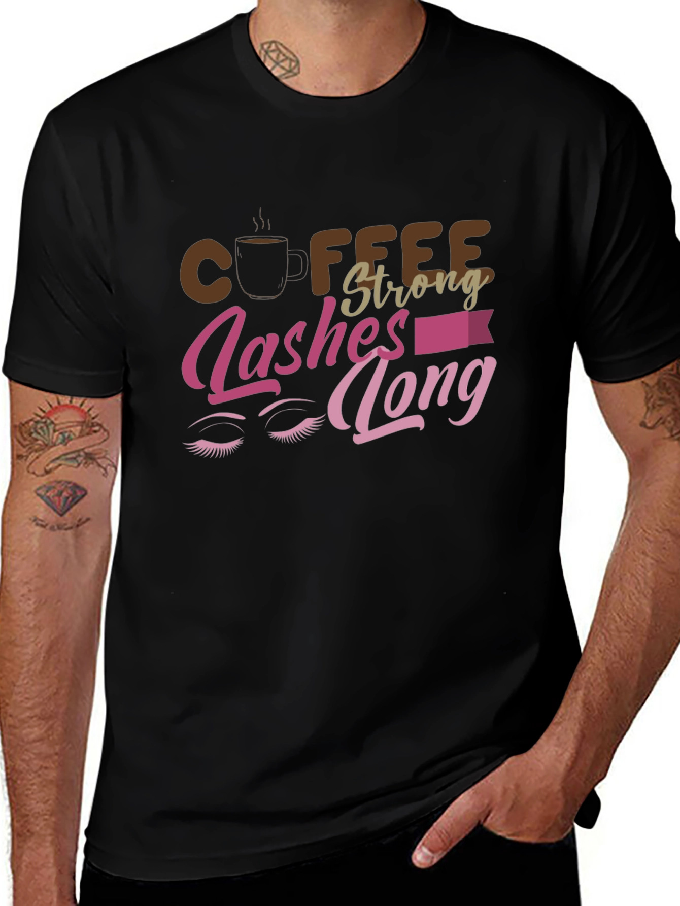 Coffee Strong Lashes Long Graphic Tee