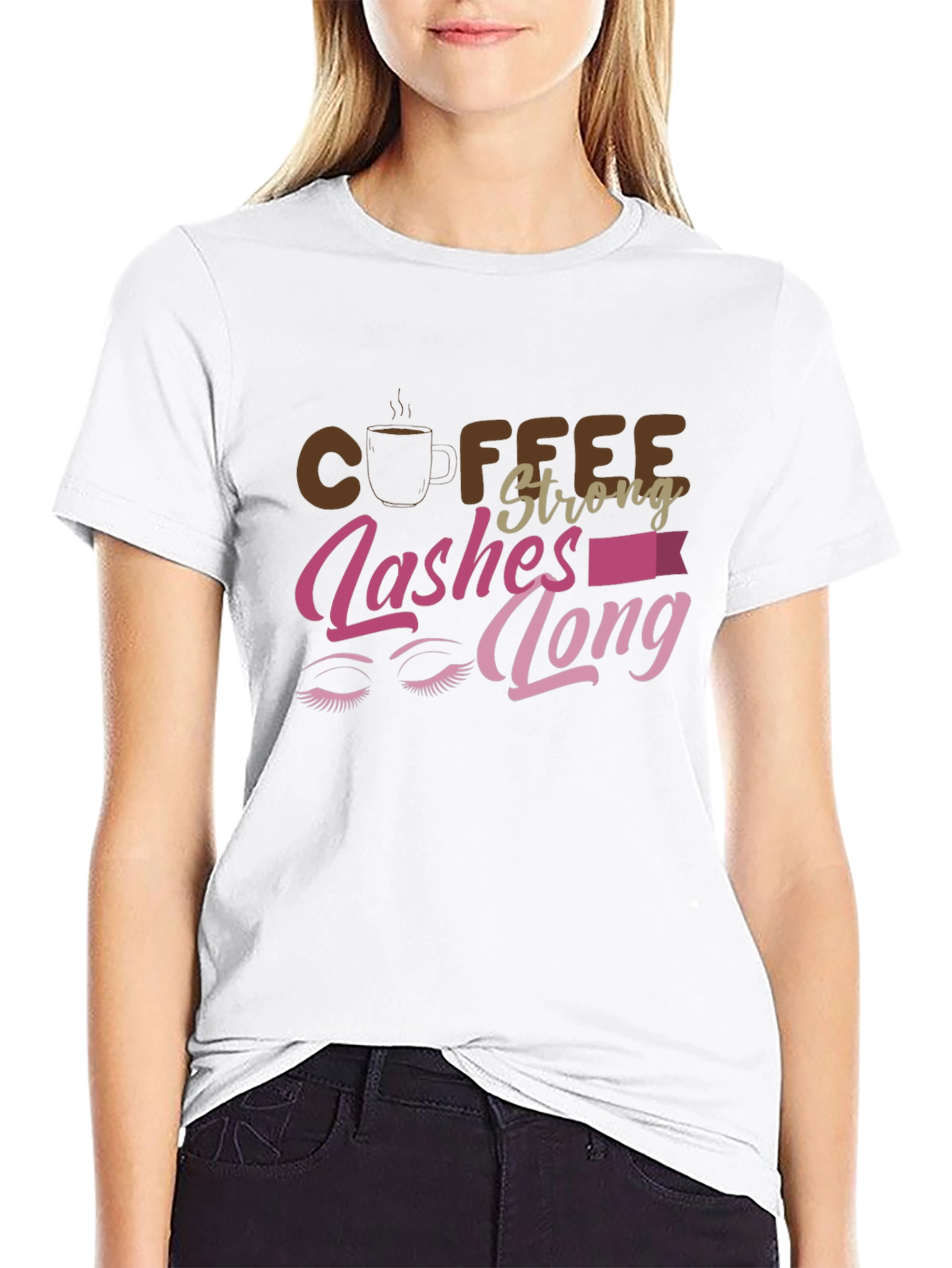 Coffee Strong Lashes Long Graphic Tee