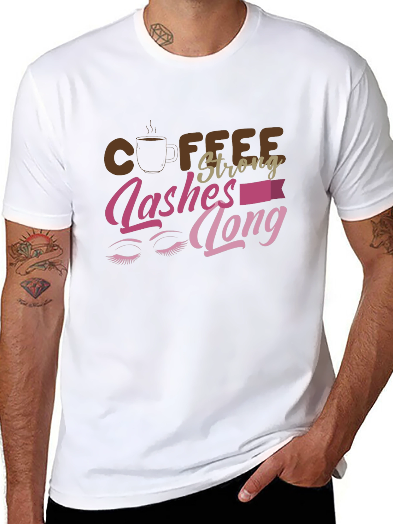 Coffee Strong Lashes Long Graphic Tee