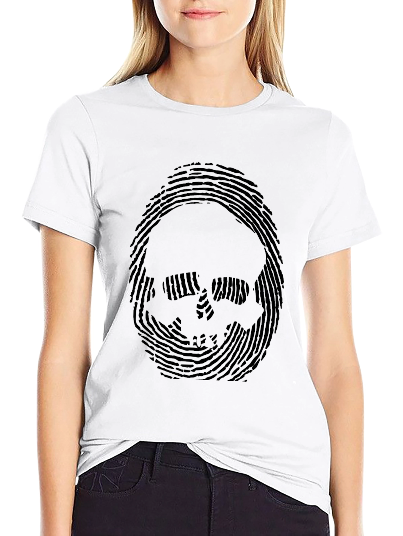 Skull Fingerprint Graphic Tee - Mens Black T-Shirt