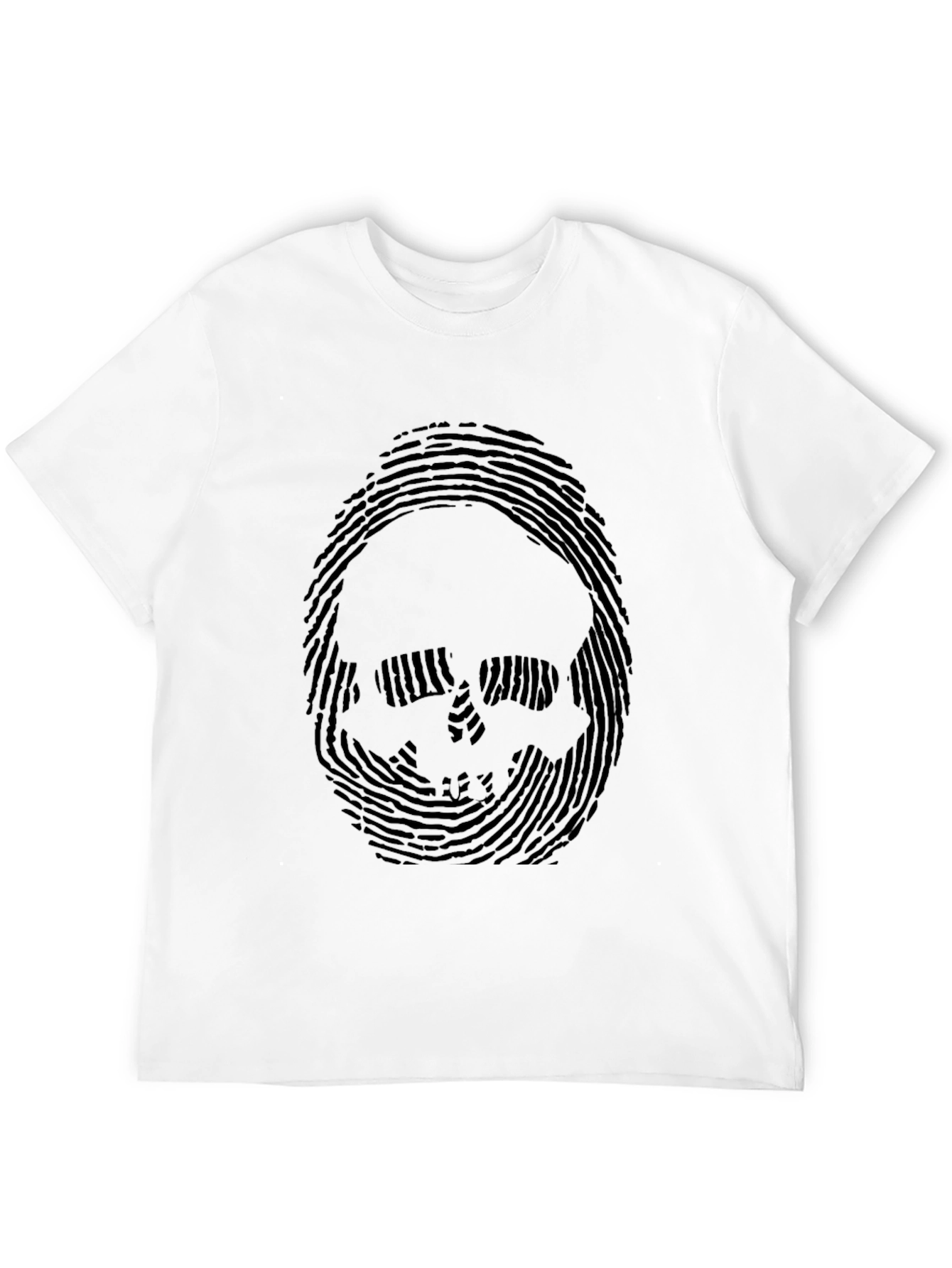 Skull Fingerprint Graphic Tee - Mens Black T-Shirt