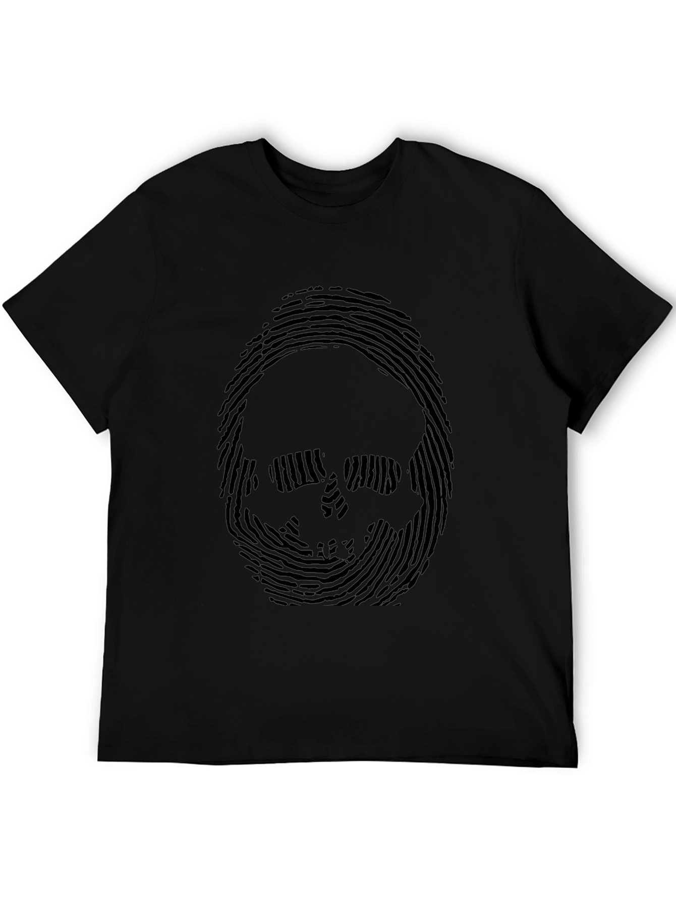 Skull Fingerprint Graphic Tee - Mens Black T-Shirt