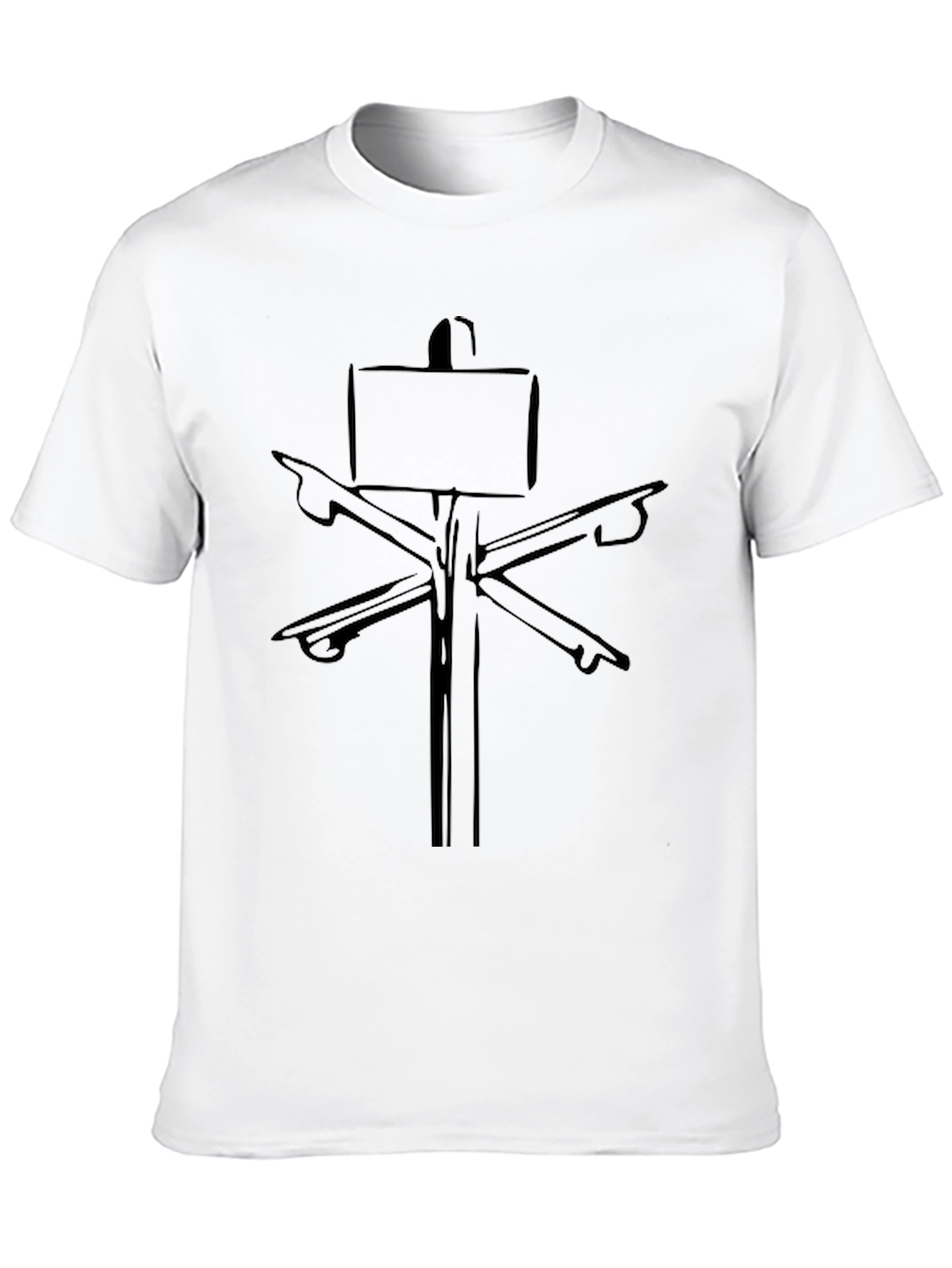 Directional Signpost Graphic Tee - Black Cotton Comfort