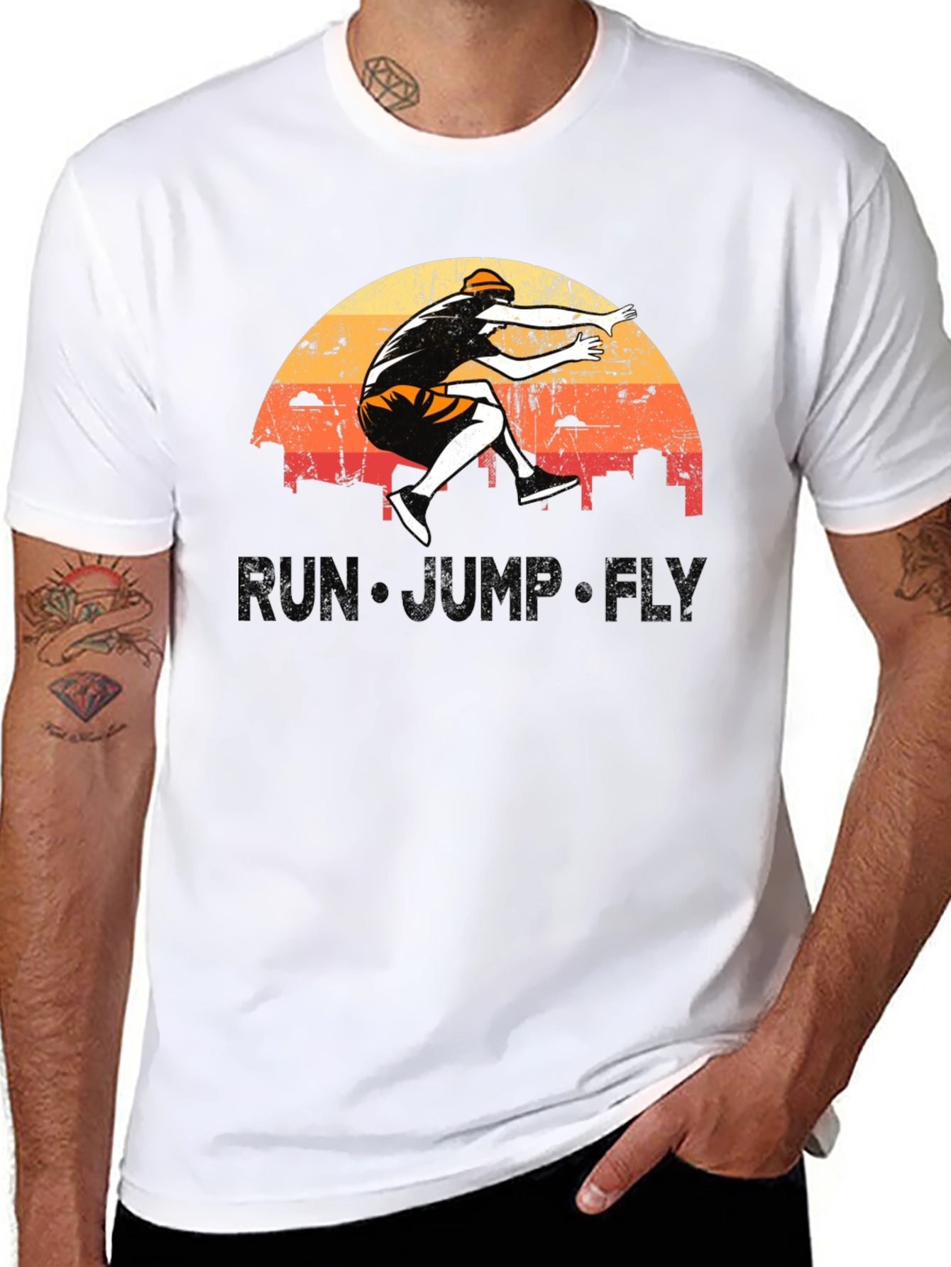 Run Jump Fly Graphic Tee - Retro Style