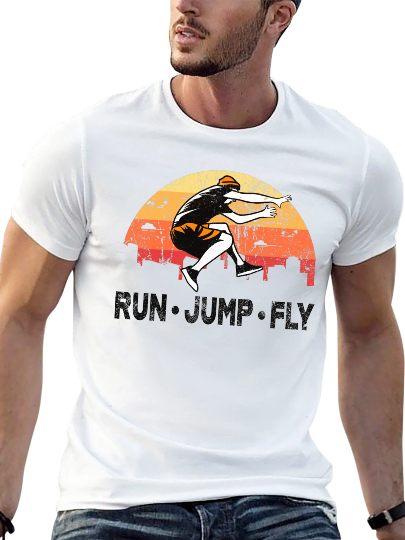 Run Jump Fly Graphic Tee - Retro Style